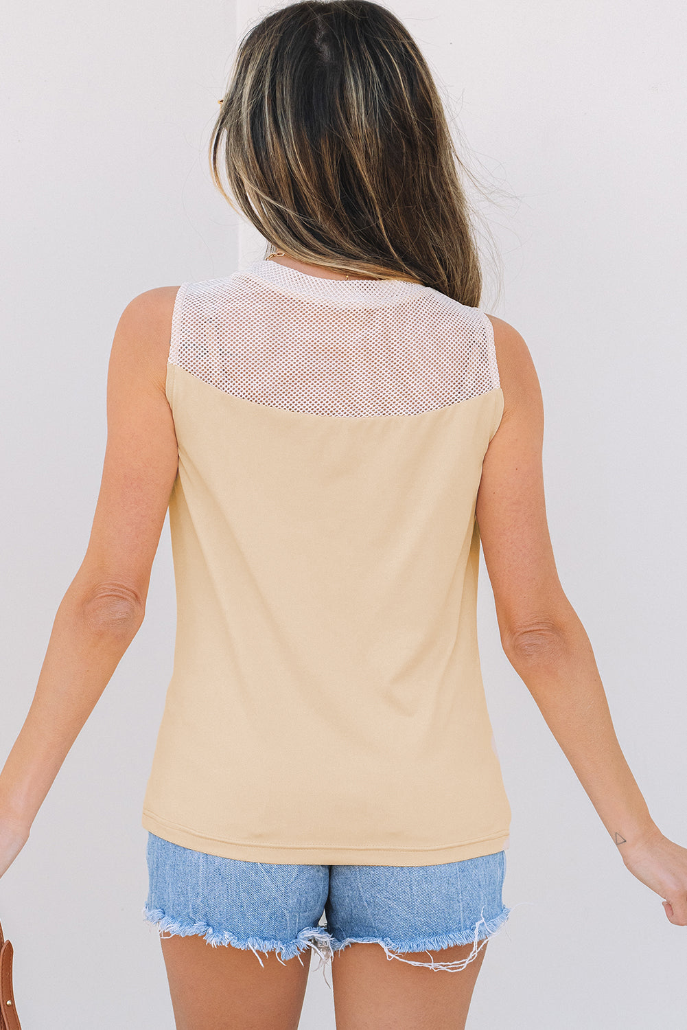 Milena Mesh Patchwork Crew Neck Tank Top-1
